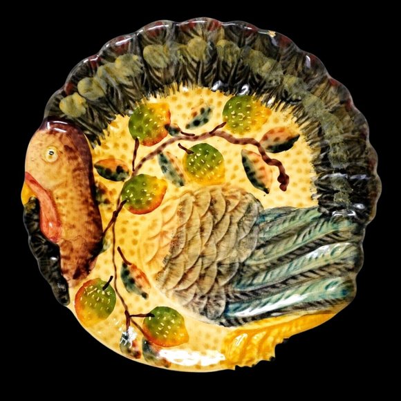Vintage Hand Painted in Italy Majolica Italica ARS Ceramic Turkey Serving Dish - Picture 11 of 11